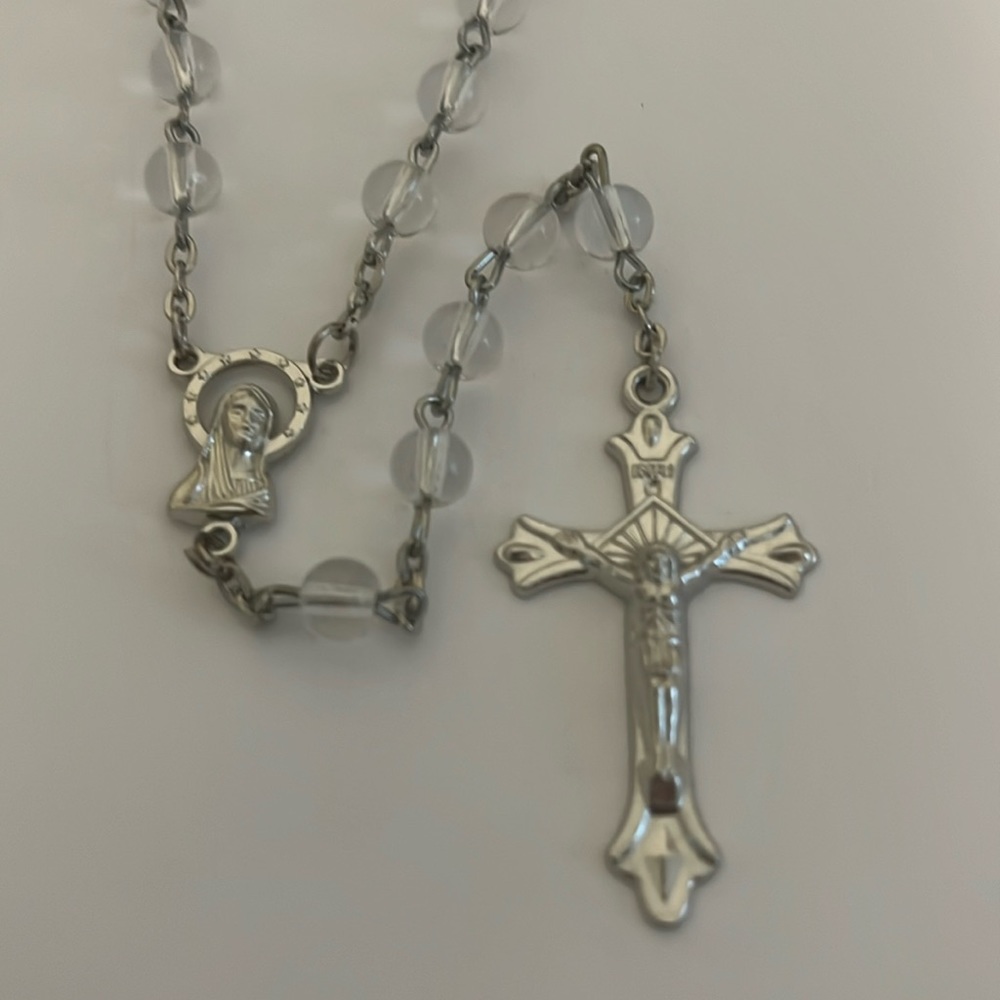 Catholic Clear Glass Traditional Rosary Beads